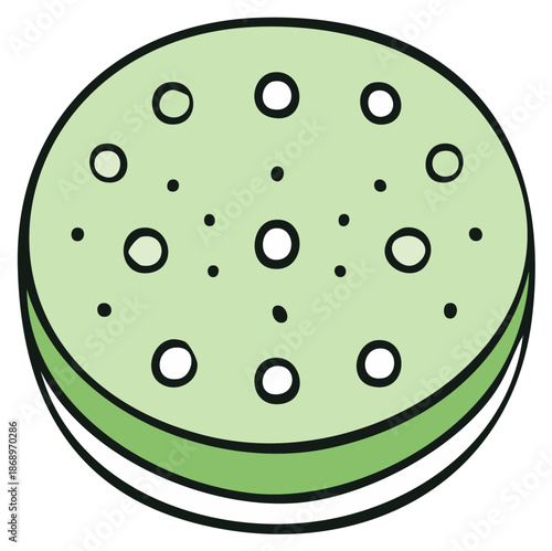 Cartoon green cake dessert with circles and dots pattern vector illustration design