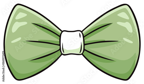 Cartoon illustration of a stylish light green bow tie accessory