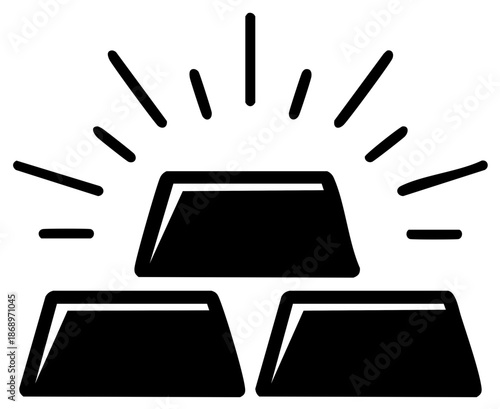 Shining stacked gold bars icon representing wealth, financial success, and investment