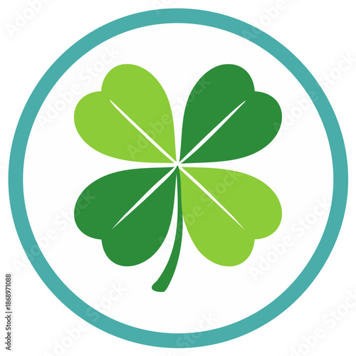 Good luck symbol four leaf shamrock plant illustration in circle