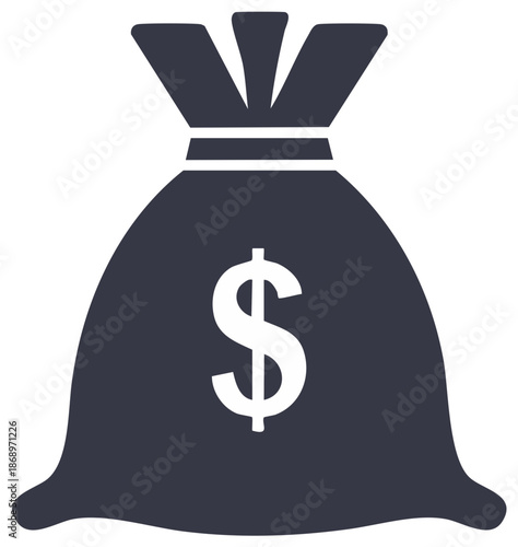 Simple flat icon of a money bag with a dollar sign