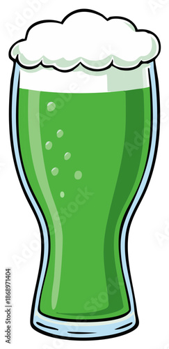 Green beer in a glass illustration, St. Patrick's Day celebration