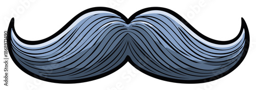 Stylized vintage gray mustache with elegant curled tips distinguished gentlemen fashion grooming accessory