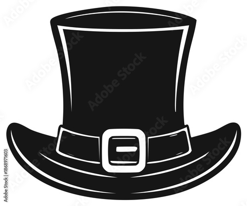 Black and white illustration of a festive top hat