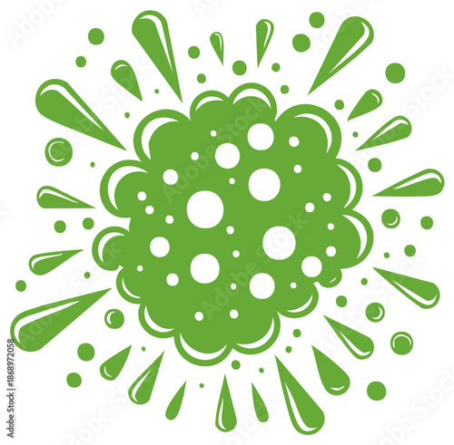 Green Abstract Explosion Bursting with Dots and Splashes
