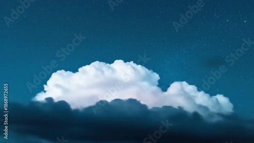 Night sky scene featuring a cloud formation under the starlit sky
