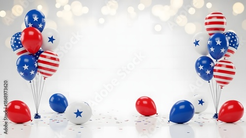 Independence Day: Patriotic Balloon Border with Copy Space