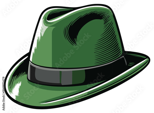 Green Fedora Hat with Black Band Classic Vintage Style Headwear