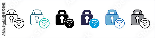 Secure Connection Single Icon Set Multistyle