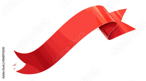 透明な背景に映える、鮮やかな光沢を持つ赤いリボンのバナーイラスト。広告、セール、イベント告知、重要なメッセージなど、多様なプロモーションやデザインに活用できる高品質なグラフィック素材。