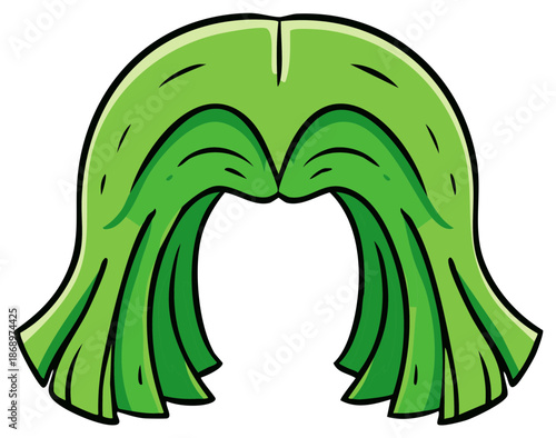 Cartoon green wig isolated vibrant illustration costume fun character hair