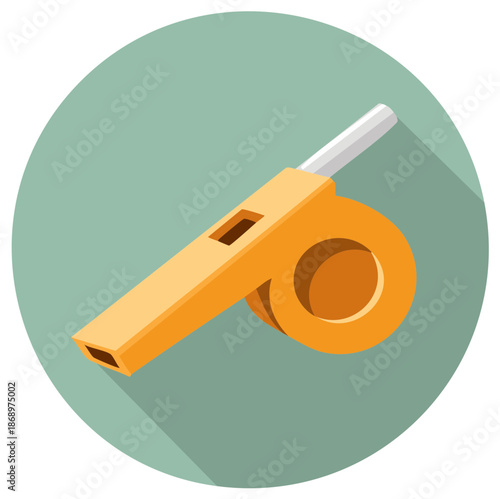 Orange Whistle Referee Coach Sports Game Signal Flat Design Icon