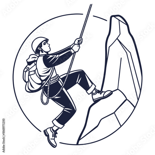 Mountain Climbing Adventure Activity Line Icon