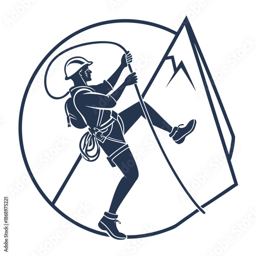 Mountain Biking Adventure Activity Line Vector