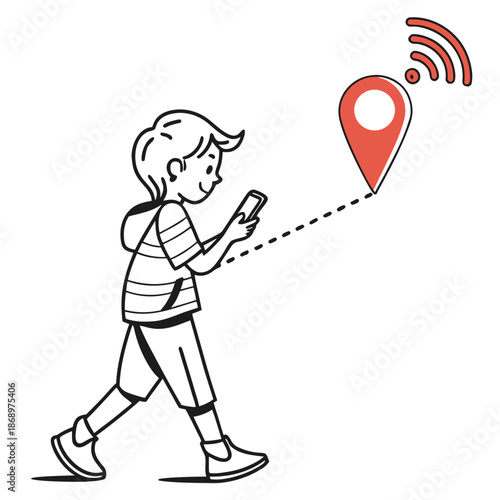 Child Location Tracking Minimal Vector Icon on White