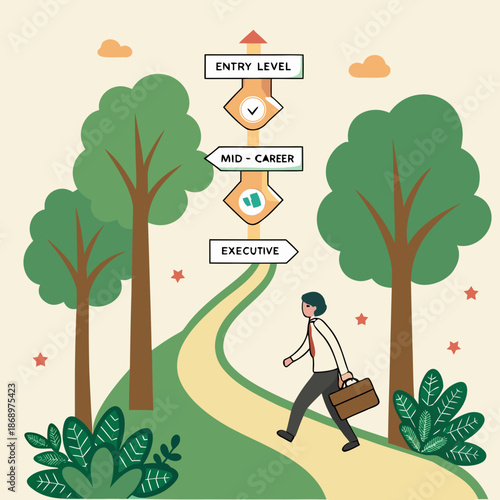Career Growth Journey Concept Vector Illustration