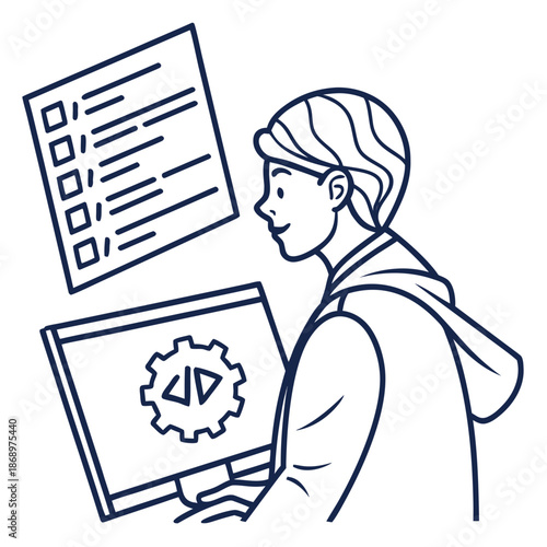 Citizen Developer App Creation Line Icon Vector