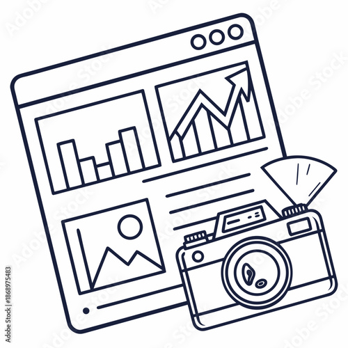Content Creator Analytics Dashboard Outline Vector Icon