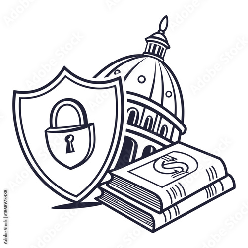 Intellectual Property and Copyright Security Outline Icon