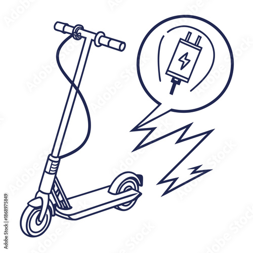 Electric Scooter Charging Icon Outline Vector White