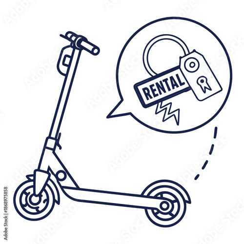 Electric Scooter Rental Icon Line Vector White Background