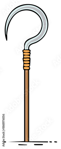 Hand-drawn cartoon illustration of a traditional Hawaiian fish hook tool