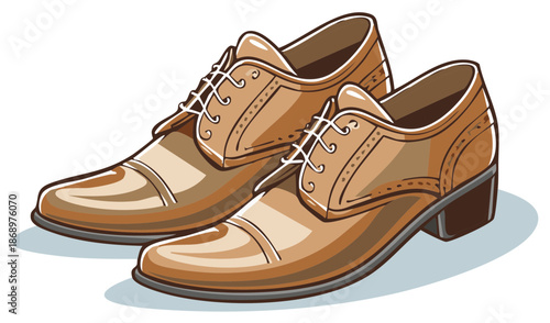 Stylish Men's Leather Dress Shoes with Laces in a Classic Brown Tone Isolated