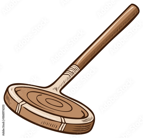Cartoon wooden kitchen ladle illustration