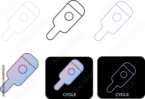 Minimalist vector icon set depicting a modern fertility tracking device for women's health and reproductive cycle monitoring in digital designs