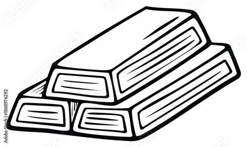 Illustration of Stacked Gold Ingots, Financial Investment Concept, Economic Assets