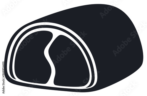Monochrome Minimalist Meat Steak Roast Cross Section Icon Graphic Food Ingredient Symbol