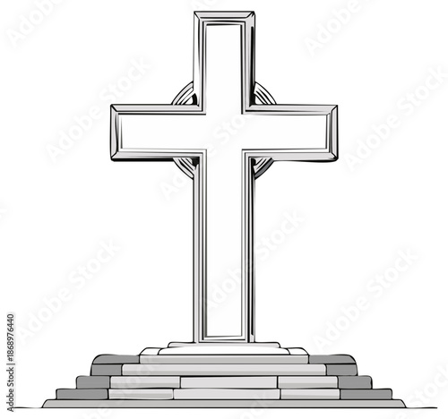Religious cross monument illustration, symbol of faith and hope