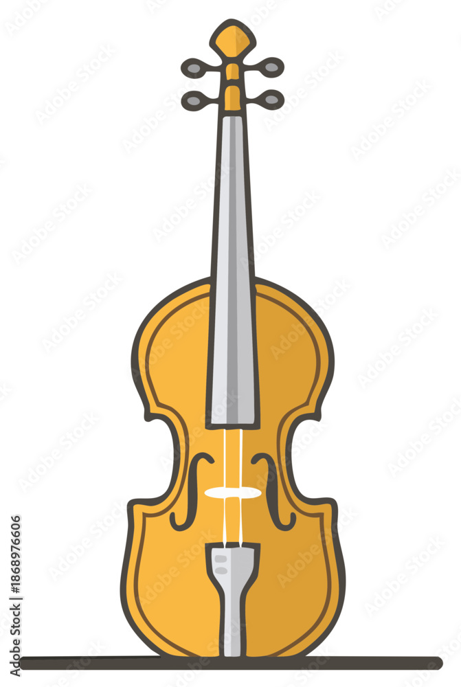 Fototapeta premium Simple Yellow Violin Icon with Dark Outline Music Instrument Design
