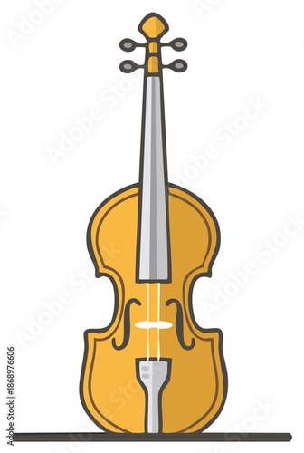 Simple Yellow Violin Icon with Dark Outline Music Instrument Design