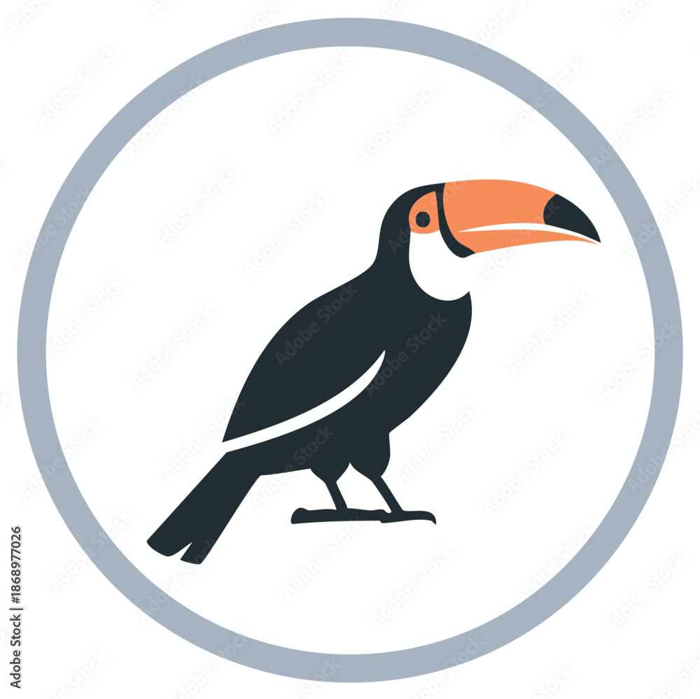 Naklejka premium Stylized Toucan Bird Icon Inside Circle, Simple Vector Illustration Design