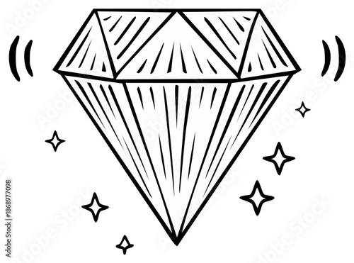 Hand drawn diamond sparkle and shine motion effect vector graphic