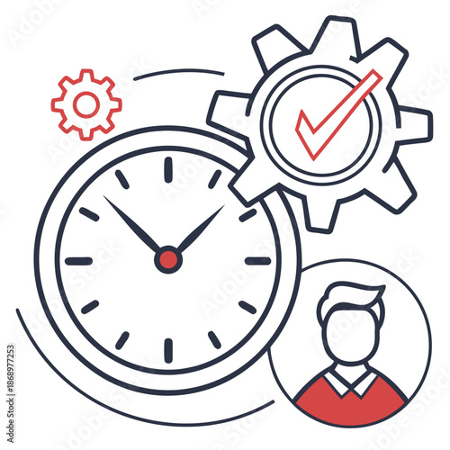 Employee Attendance Tracking Icon - Time Management Symbol