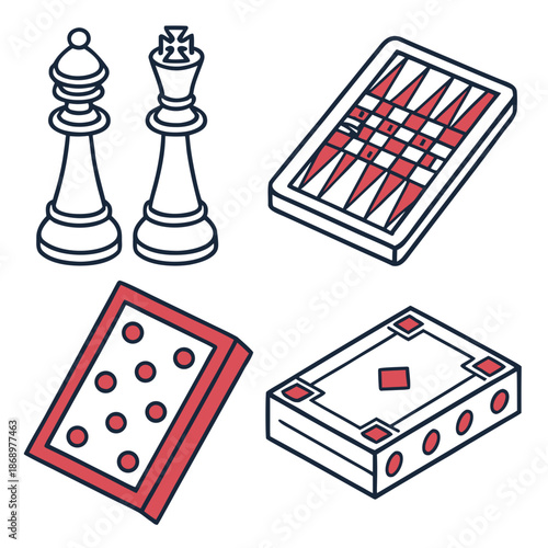 Flat Vector Icons: Fun Board Games Collection