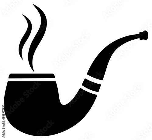 Smoking Pipe Silhouette Illustration with Smoke Vector Graphic