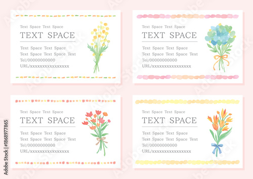 Natural watercolor floral business card design set (4 variations)