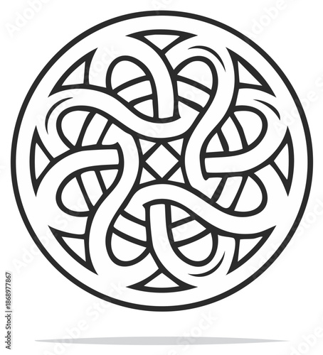 Intricate Circular Celtic Knotwork Design Abstract Ornamental Pattern Vector Illustration