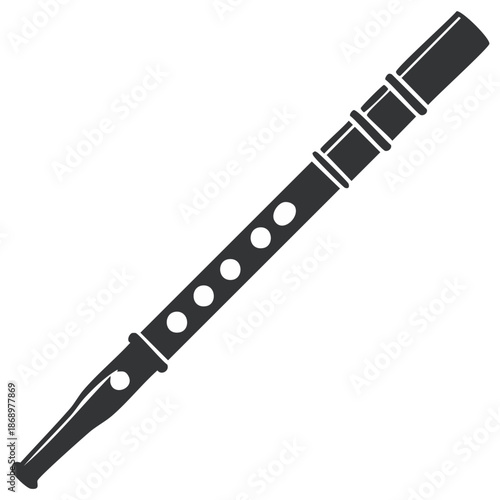 Elegant Woodwind Instrument a Simple Flute Silhouette with Air Holes Musical Icon