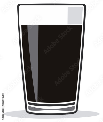 Full Glass of Dark Liquid Beverage Drink Refreshment Illustration