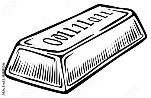 Line Art Illustration of Bullion Bar with the Mark 1000