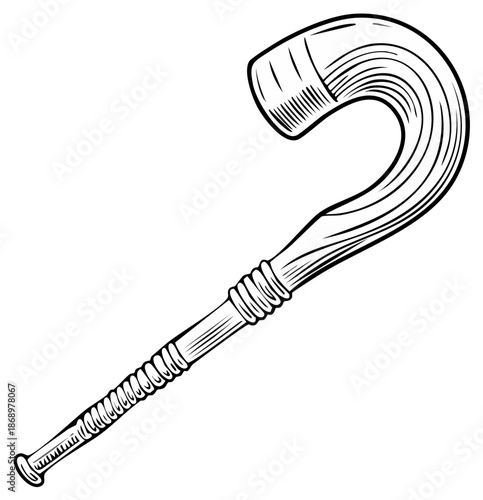 Traditional Irish Hurling Stick Shillelagh Illustration Line Art
