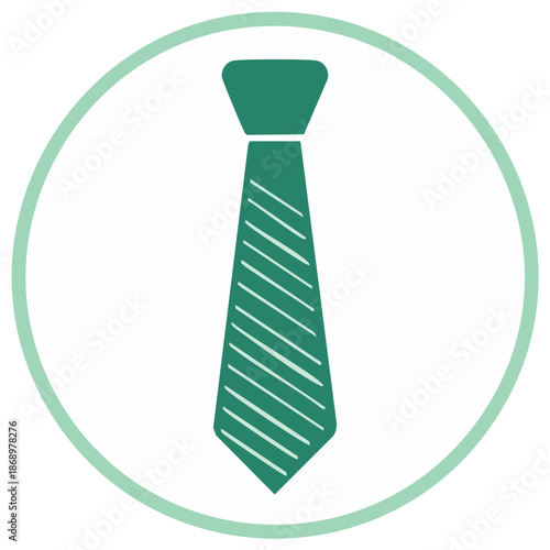 Green Striped Necktie in Circle Icon Flat Illustration Vector