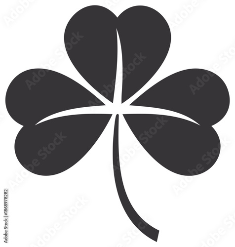 Simple dark three leaf clover shamrock icon representing luck and Irish culture
