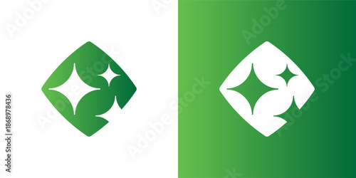 AI logo icon for artificial intelligence idea. Vector badge with star detail and futuristic circle shape. Creative gradient design for chatbot software business apps UX signs and modern tech brands.