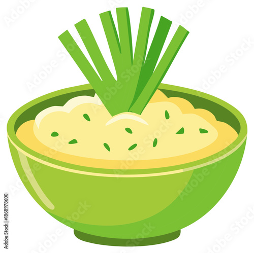 Bowl of dip with greens ready for serving and dipping, appetizer preparation