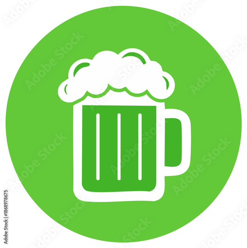 Green Beer Mug Icon With Frothy Head Refreshing Drink Symbol